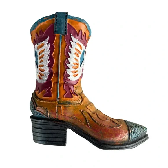 Colorful Mini Western Cowboy Boot Decor Orange, Red, Teal Turquoise, White - Picture 8 of 10